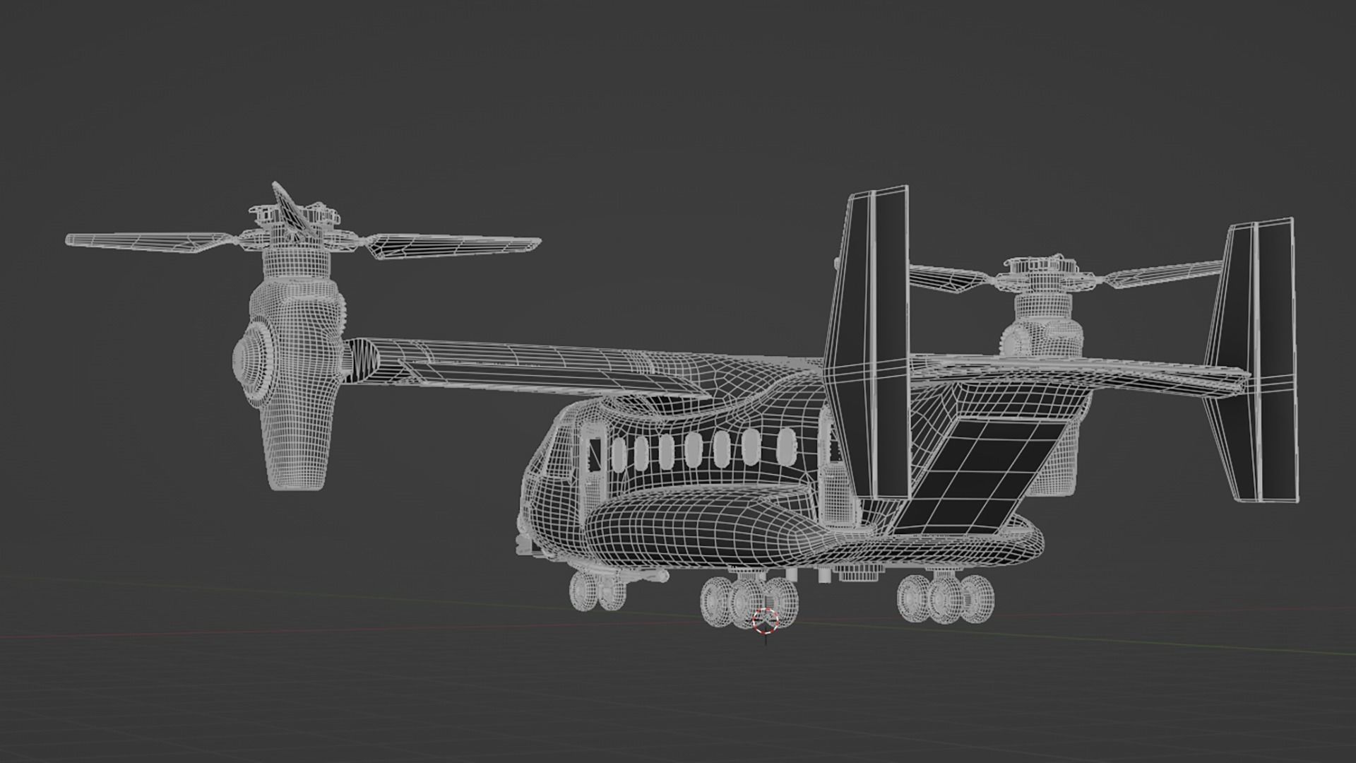 Military Tiltrotor Aircraft Low-poly 3D model_16