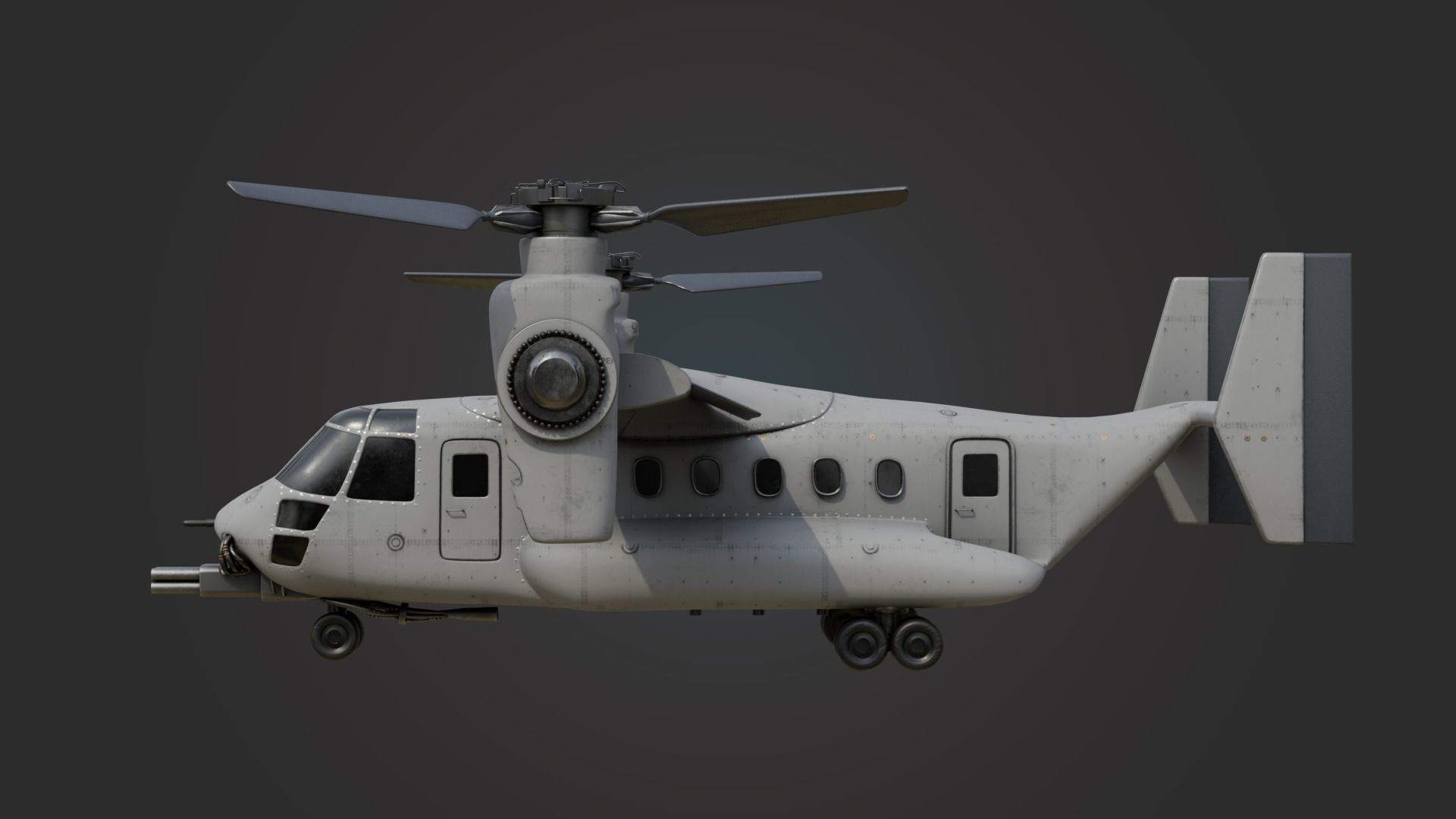 Military Tiltrotor Aircraft Low-poly 3D model_11
