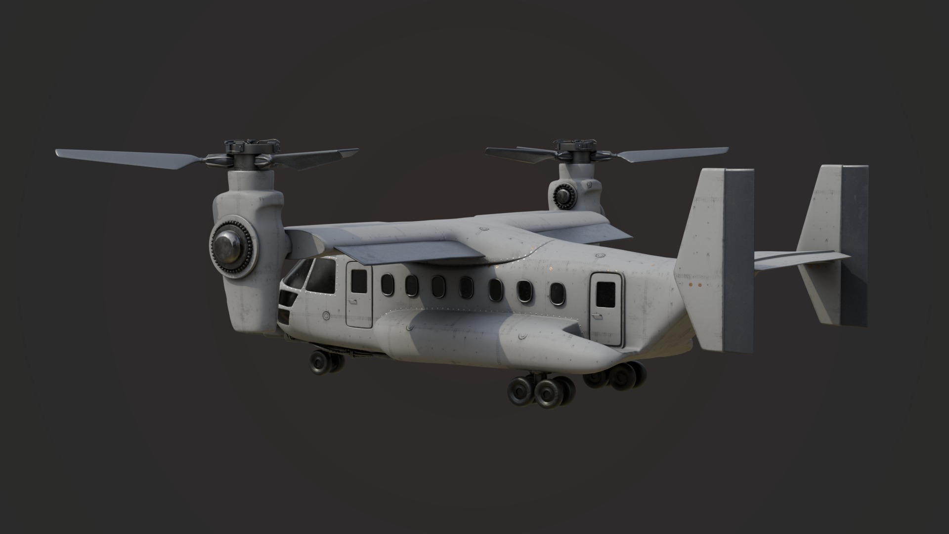 Military Tiltrotor Aircraft Low-poly 3D model_7