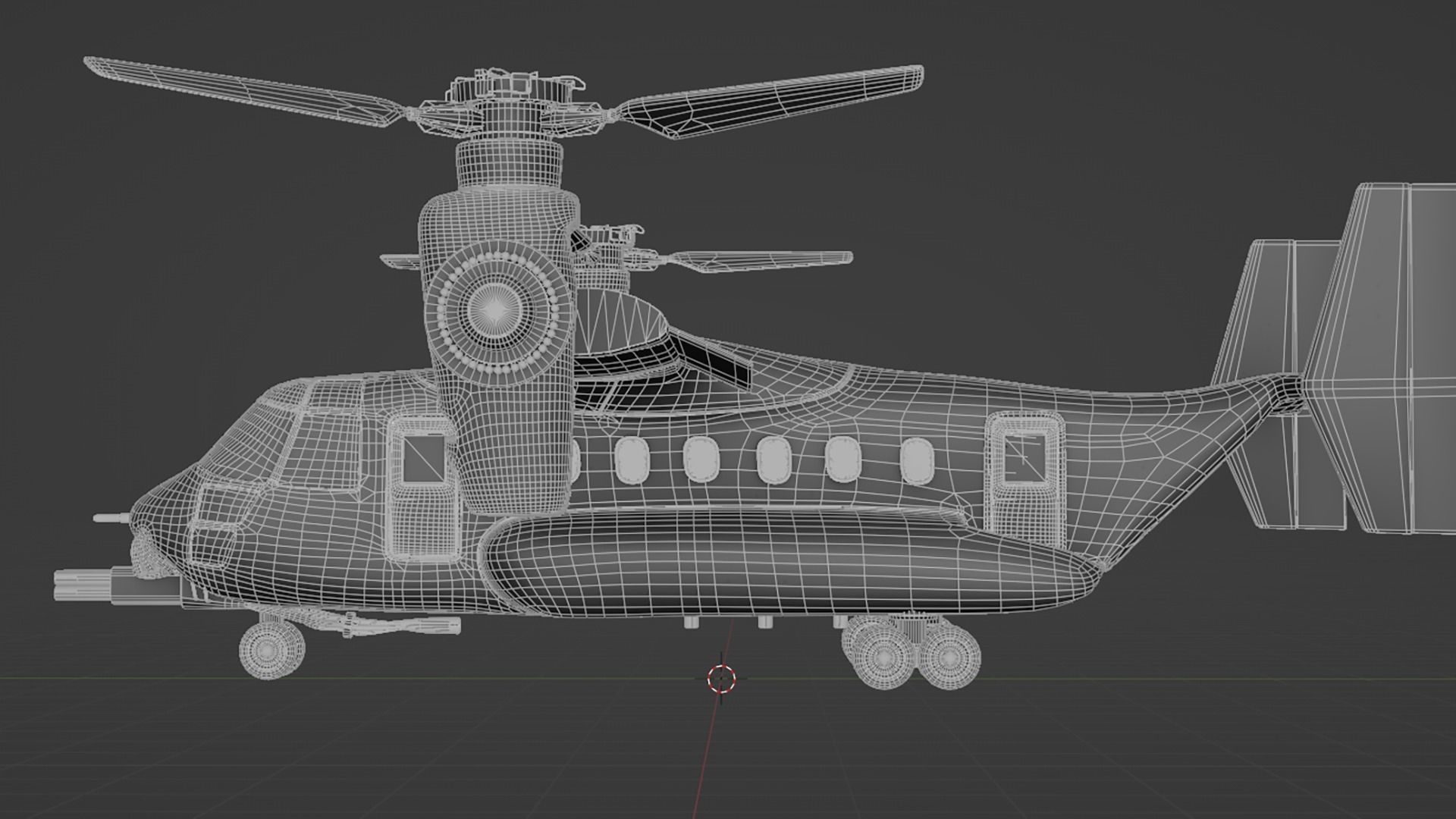 Military Tiltrotor Aircraft Low-poly 3D model_15