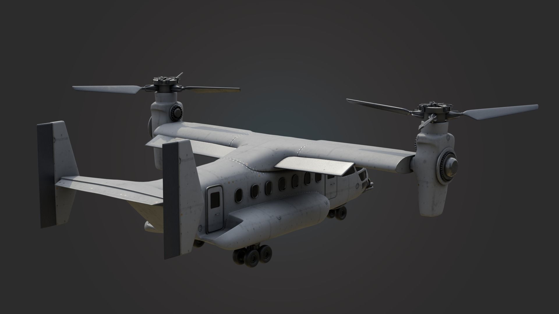 Military Tiltrotor Aircraft Low-poly 3D model_4