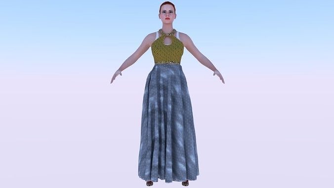 Woman in a Dress 071 Low-poly 3D model