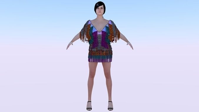Woman in a Dress 079 Low-poly 3D model