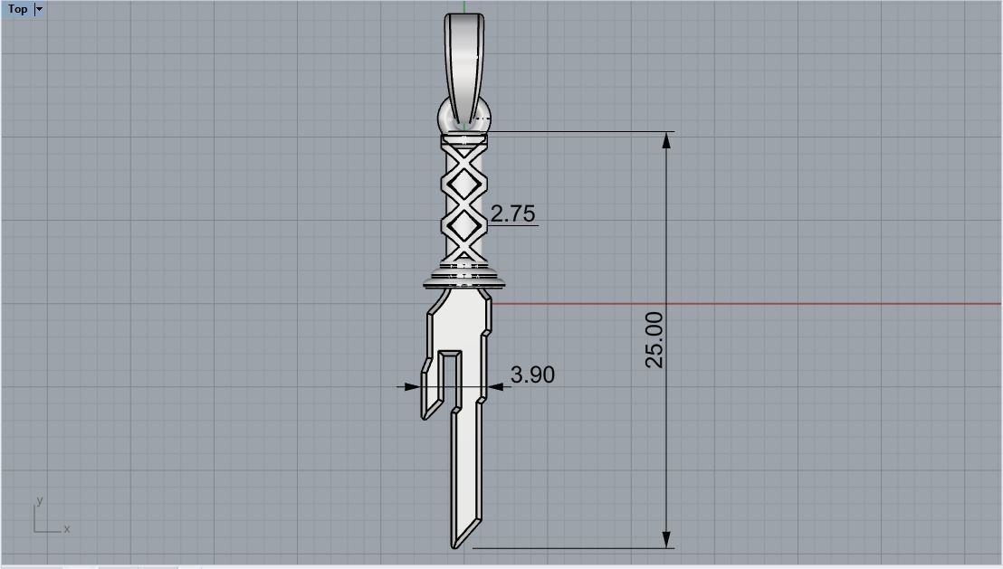 Dagger sword pendant model 999 3D print model_6