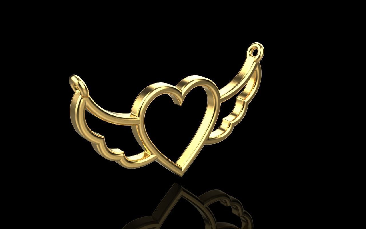 Heart with wings pendant model 1000 3D print model_1
