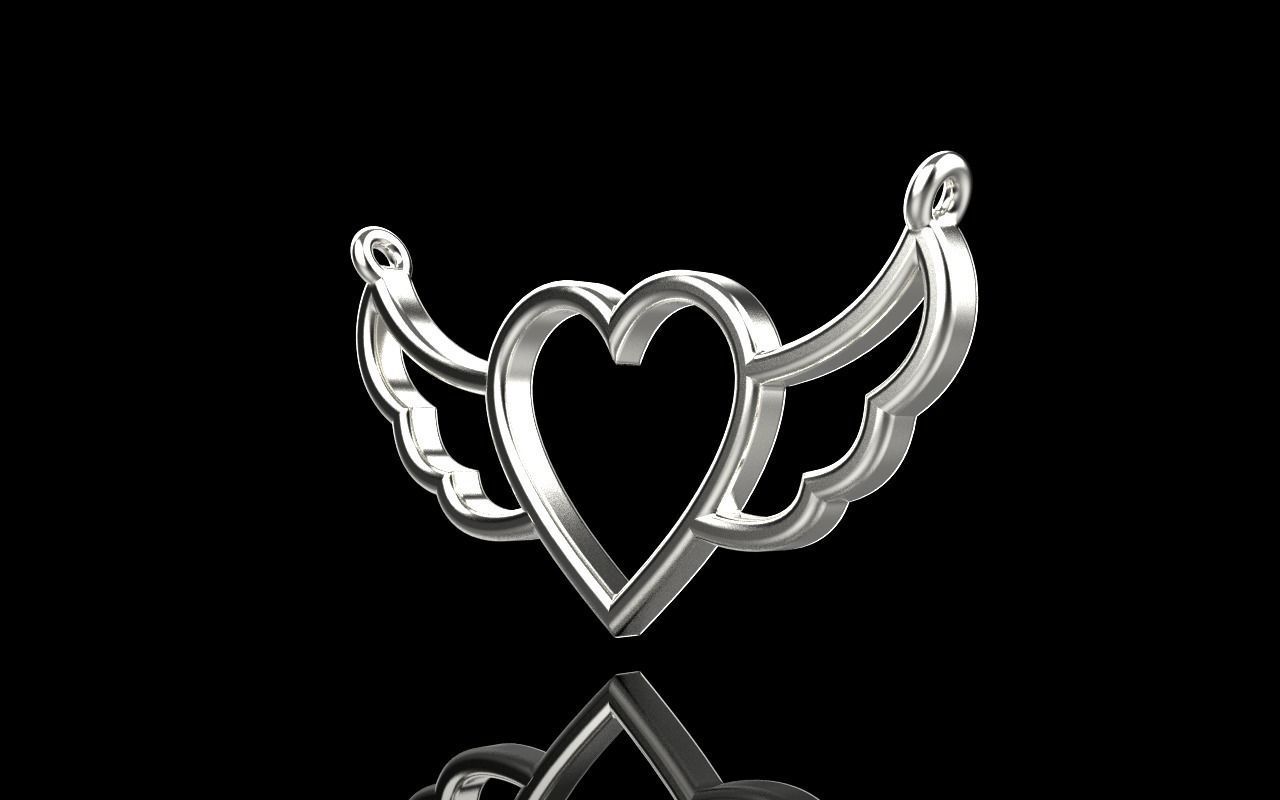 Heart with wings pendant model 1000 3D print model_27