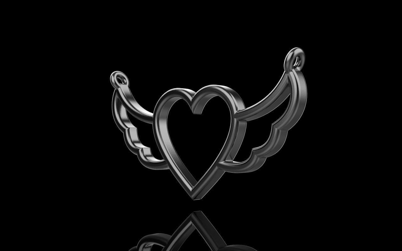 Heart with wings pendant model 1000 3D print model_26