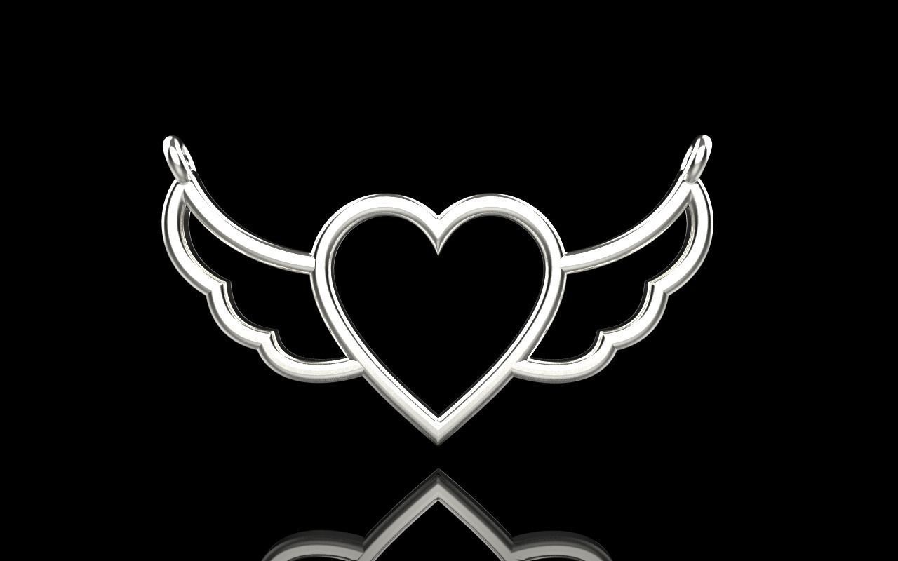 Heart with wings pendant model 1000 3D print model_15