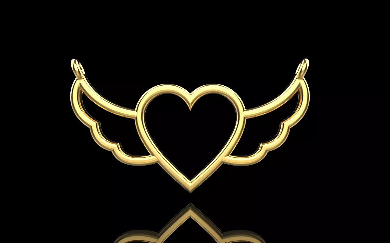 Heart with wings pendant model 1000 3D print model_0