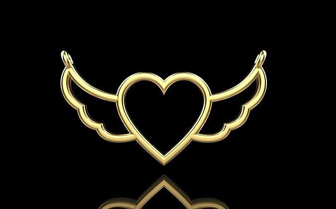 Heart with wings pendant model 1000 3D print model