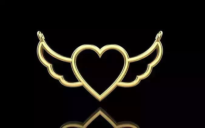 Heart with wings pendant model 1000