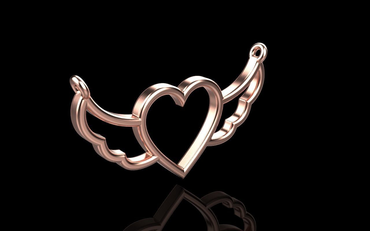 Heart with wings pendant model 1000 3D print model_19