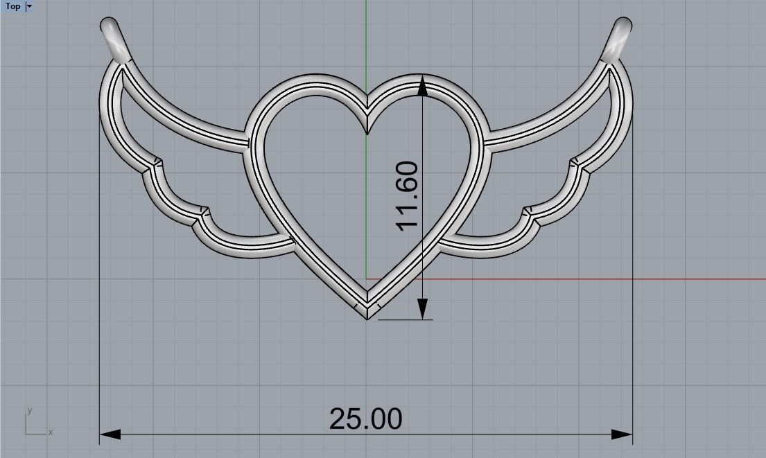 Heart with wings pendant model 1000 3D print model_6