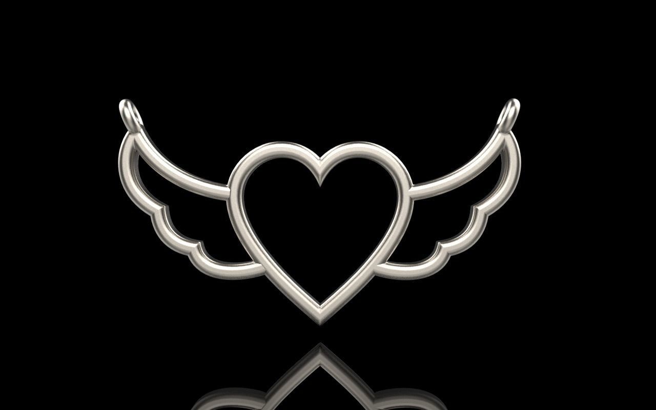 Heart with wings pendant model 1000 3D print model_12