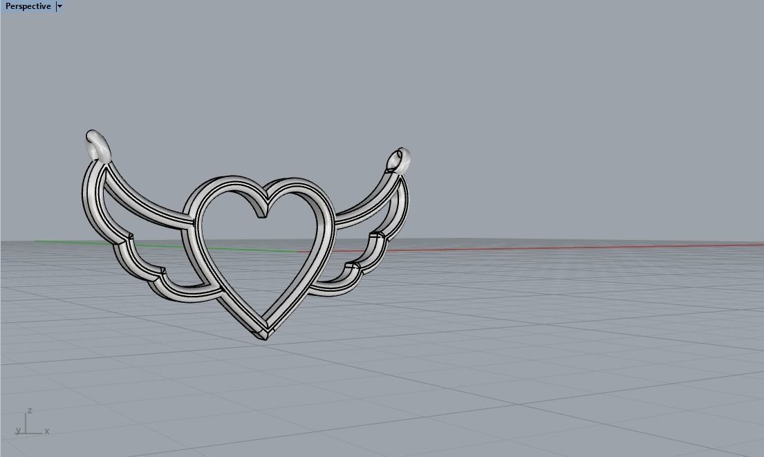 Heart with wings pendant model 1000 3D print model_10