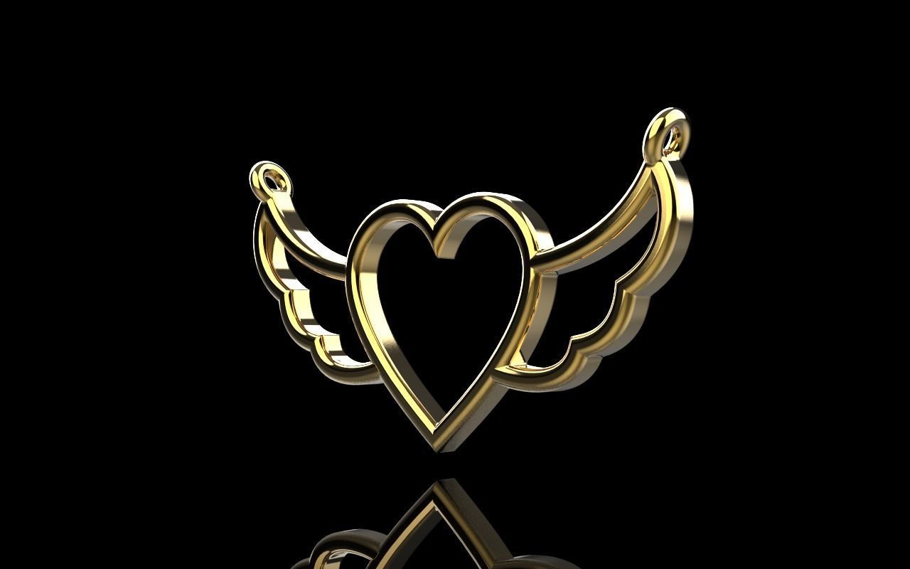 Heart with wings pendant model 1000 3D print model_28