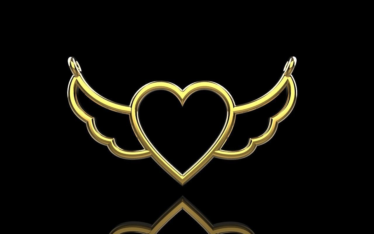 Heart with wings pendant model 1000 3D print model_16