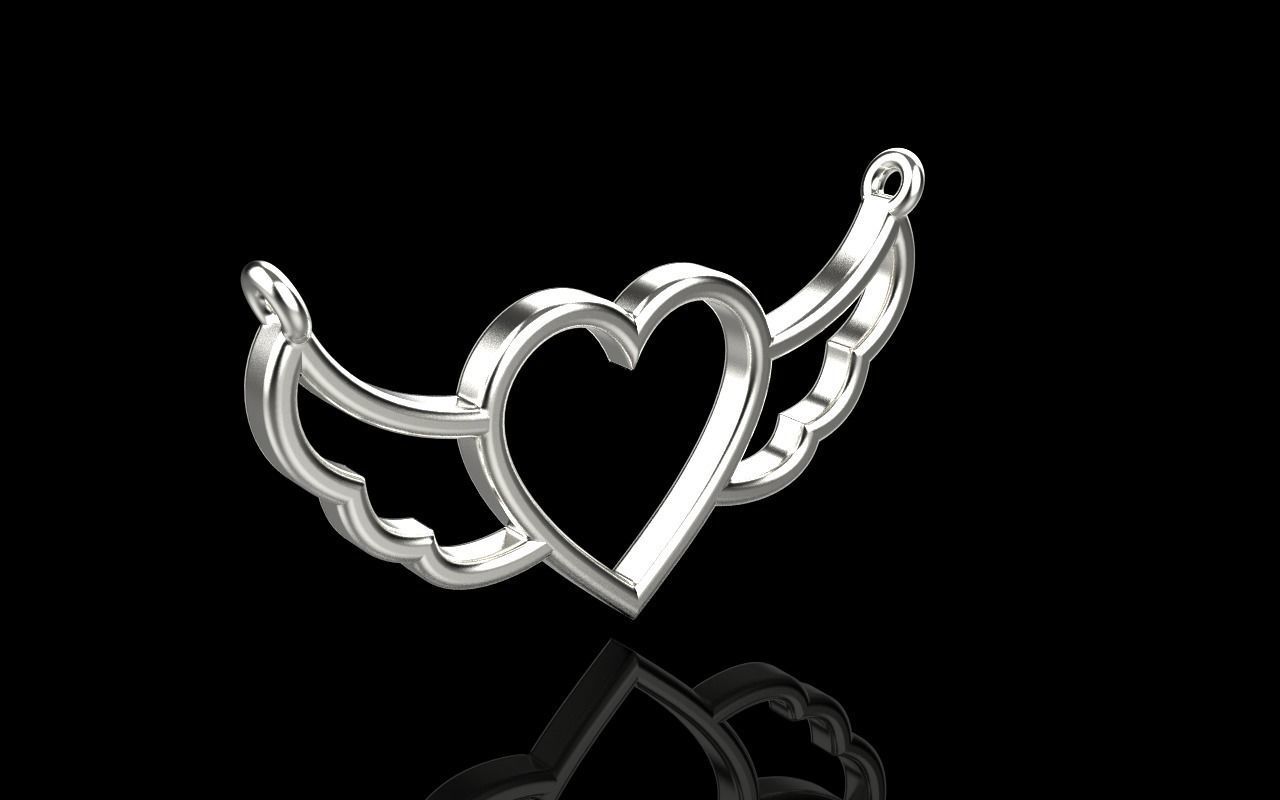 Heart with wings pendant model 1000 3D print model_21