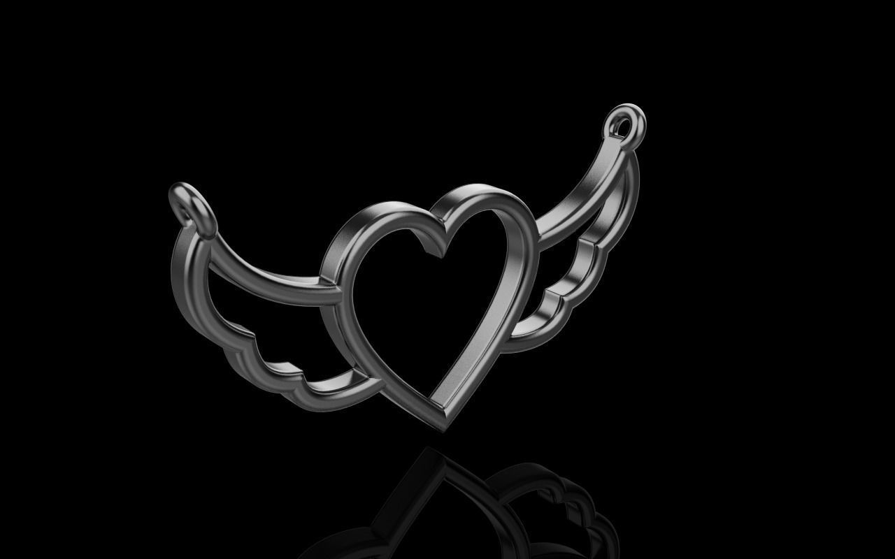 Heart with wings pendant model 1000 3D print model_20