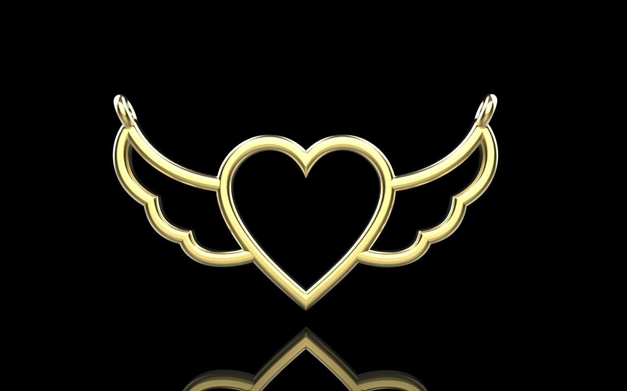 Heart with wings pendant model 1000 3D print model_11
