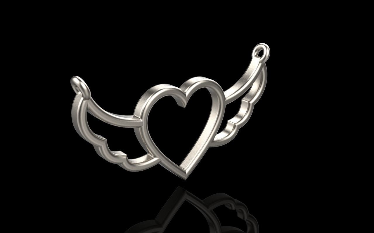 Heart with wings pendant model 1000 3D print model_18