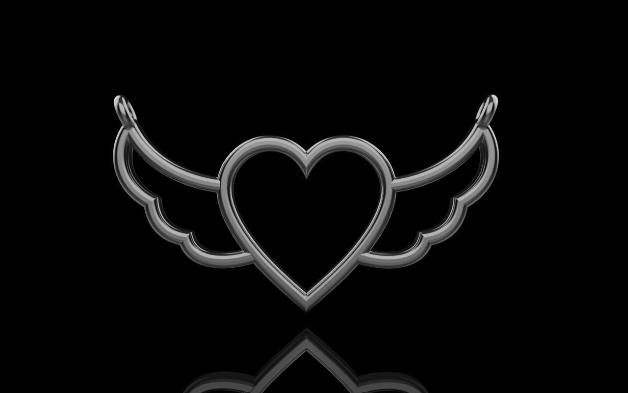 Heart with wings pendant model 1000 3D print model_14