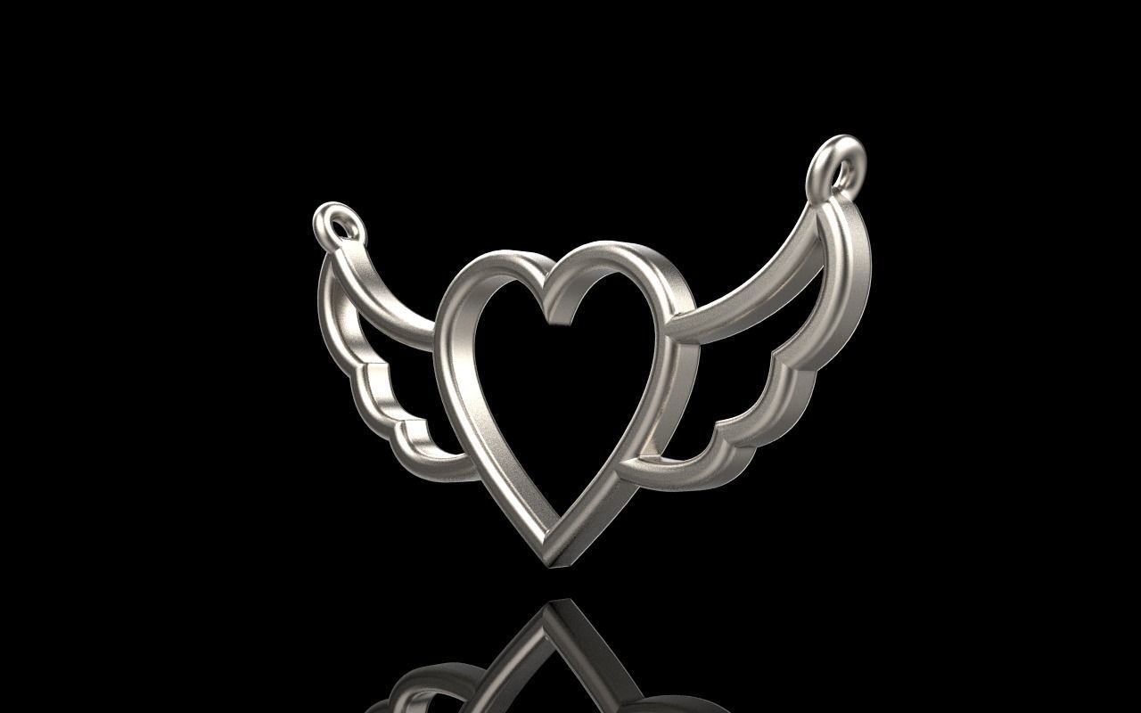 Heart with wings pendant model 1000 3D print model_24