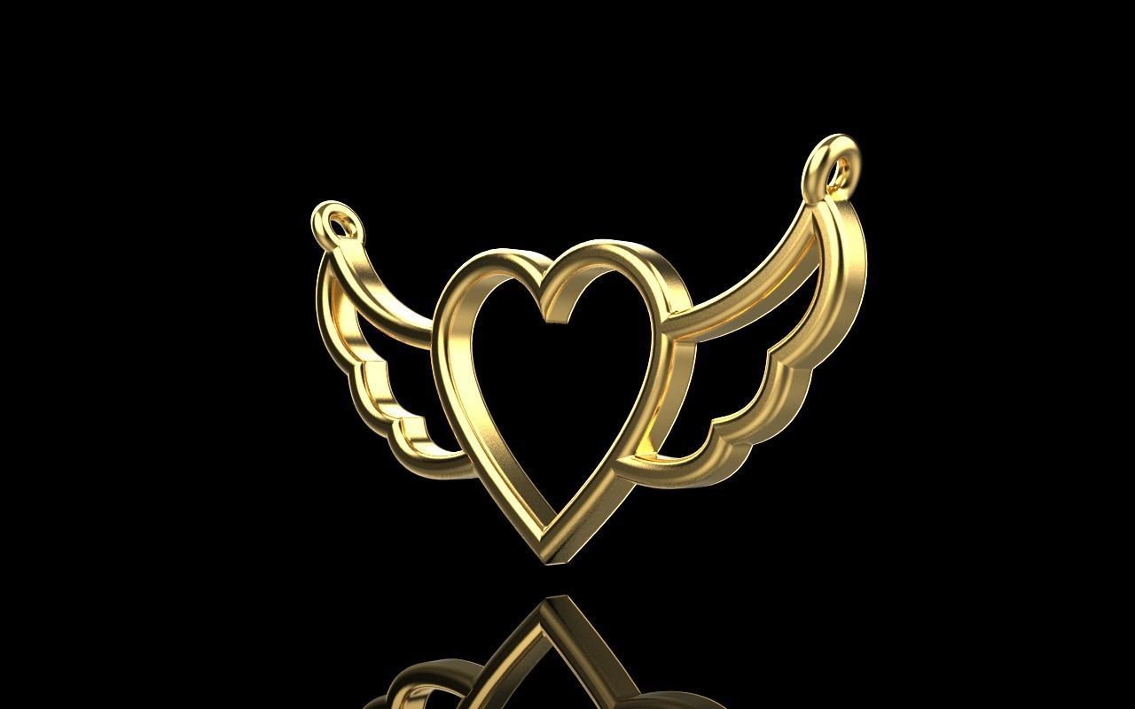 Heart with wings pendant model 1000 3D print model_2