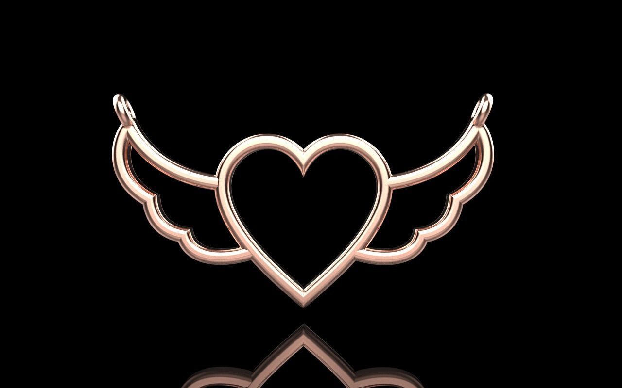 Heart with wings pendant model 1000 3D print model_13