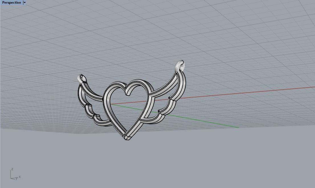 Heart with wings pendant model 1000 3D print model_9