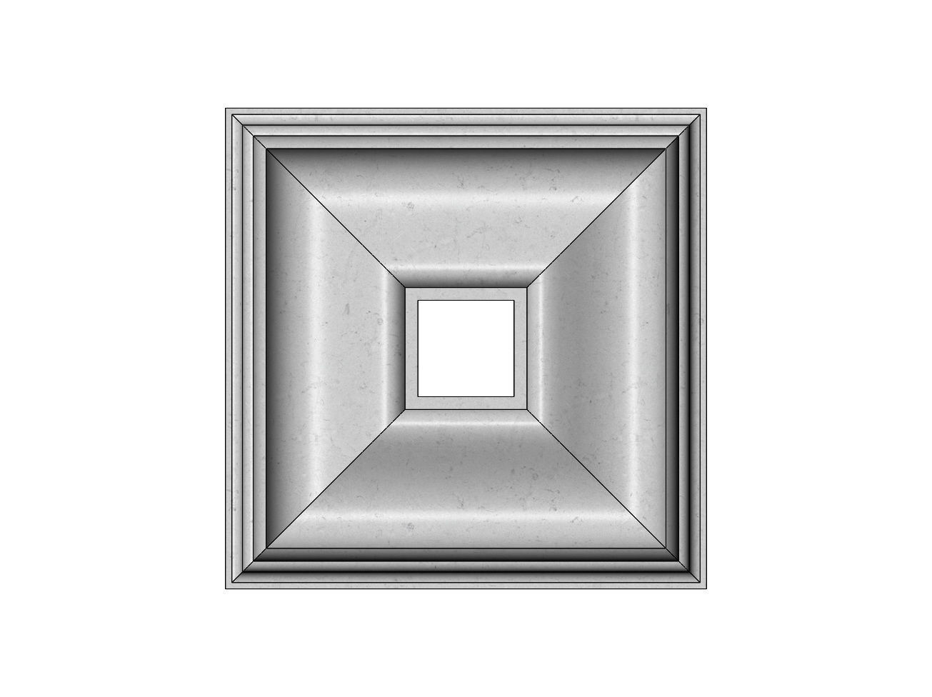 Square curved classic ceiling medallion rosette relief 3D print model_8