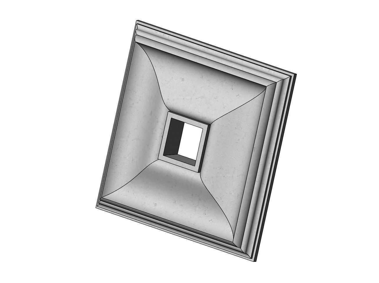 Square curved classic ceiling medallion rosette relief 3D print model_9