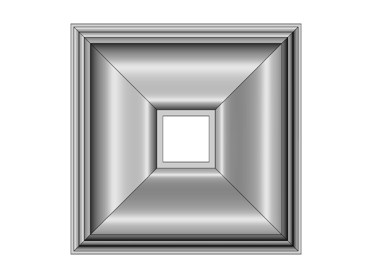 Square curved classic ceiling medallion rosette relief 3D print model_1