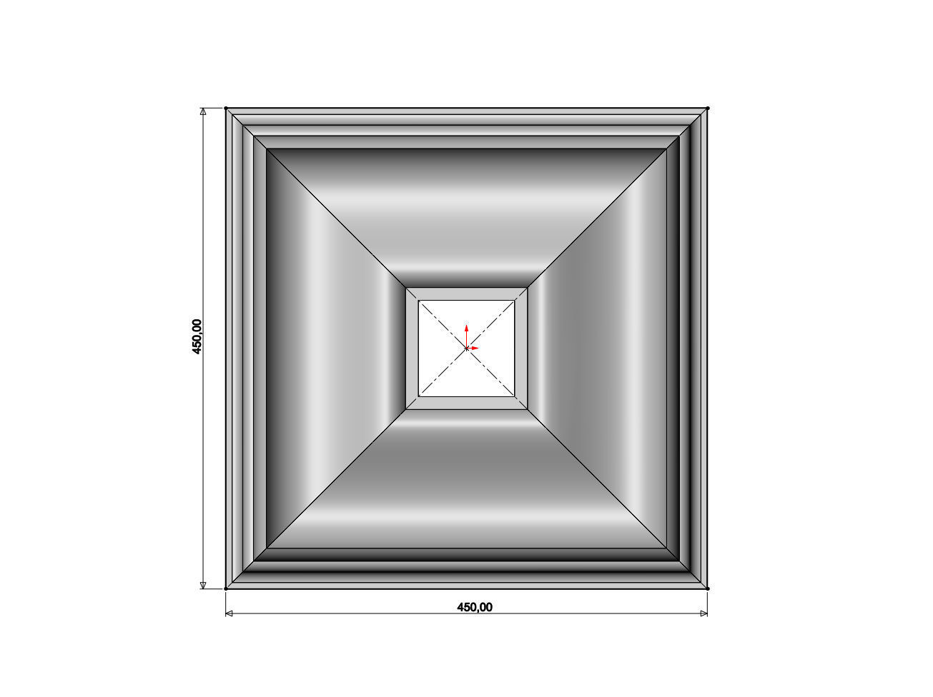 Square curved classic ceiling medallion rosette relief 3D print model_6