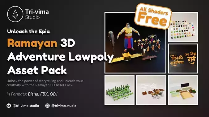 Unleash the Epic Ramayan 3D Adventure Lowpoly Asset Pack