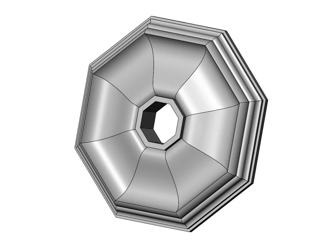 Octagonal curved classic ceiling medallion rosette relief 3D print model_0