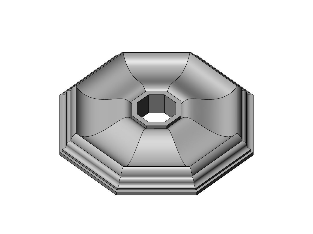 Octagonal curved classic ceiling medallion rosette relief 3D print model_2