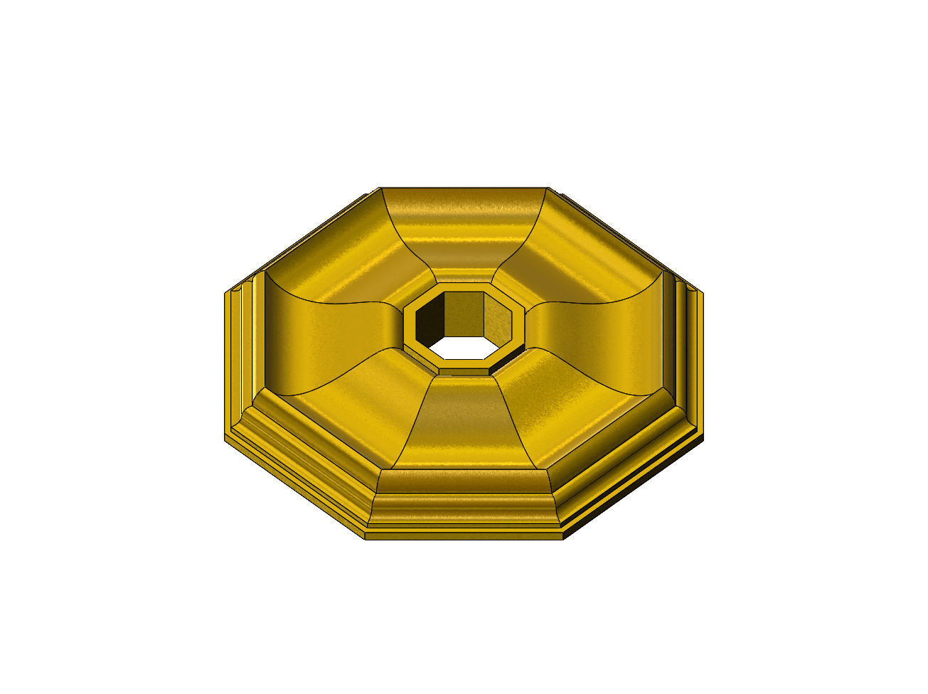 Octagonal curved classic ceiling medallion rosette relief 3D print model_14