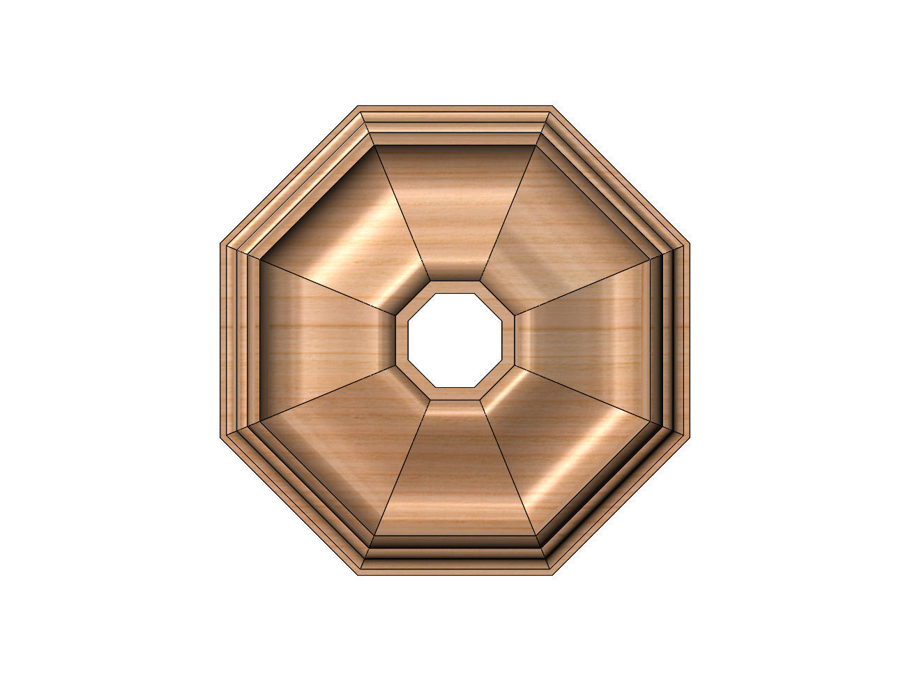 Octagonal curved classic ceiling medallion rosette relief 3D print model_10