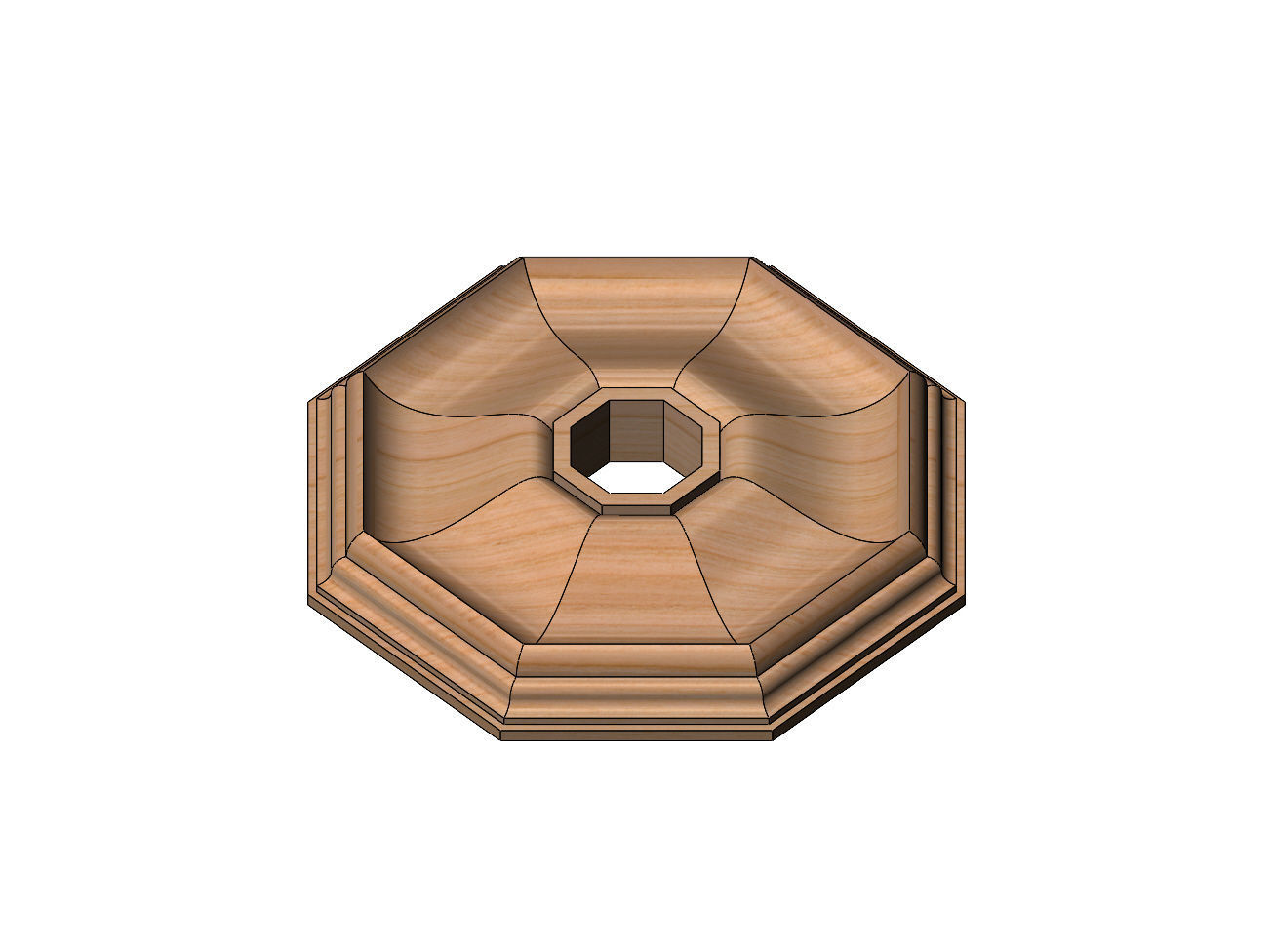 Octagonal curved classic ceiling medallion rosette relief 3D print model_11
