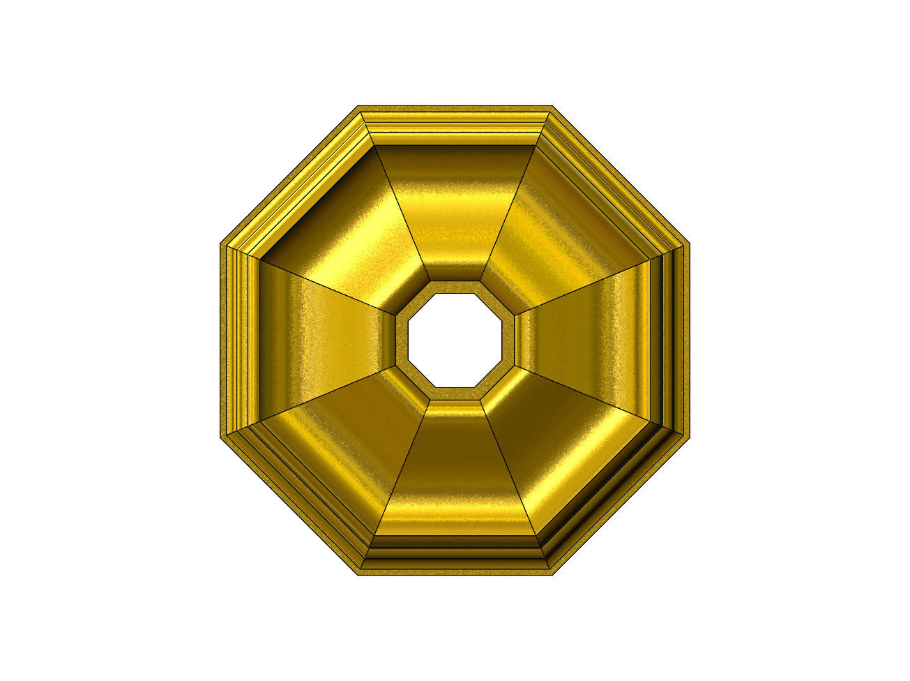 Octagonal curved classic ceiling medallion rosette relief 3D print model_13