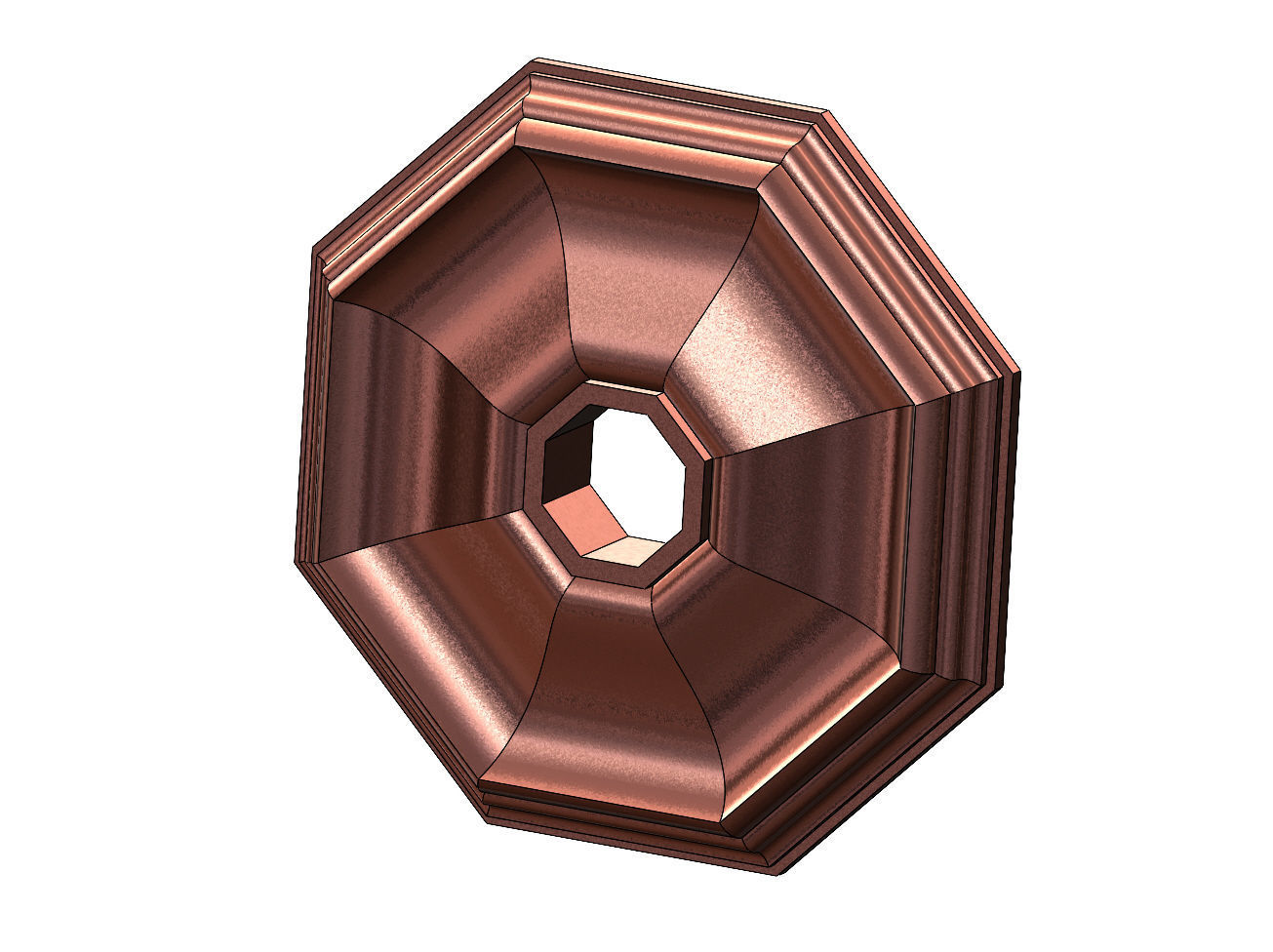 Octagonal curved classic ceiling medallion rosette relief 3D print model_12