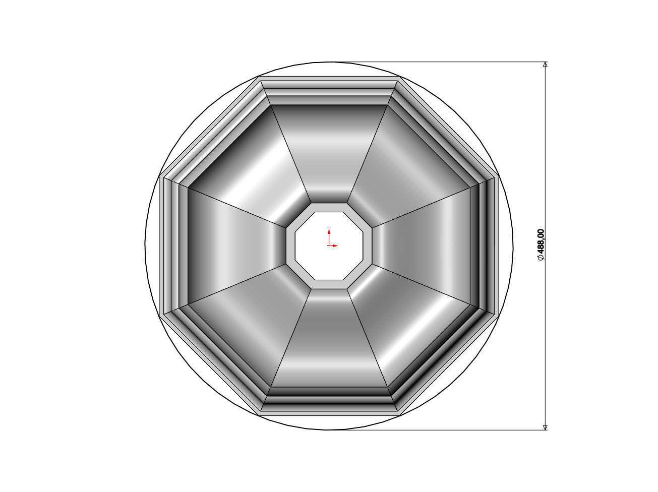 Octagonal curved classic ceiling medallion rosette relief 3D print model_6