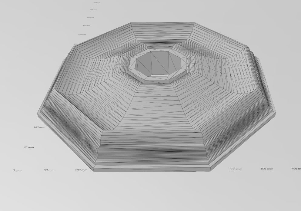 Octagonal curved classic ceiling medallion rosette relief 3D print model_16