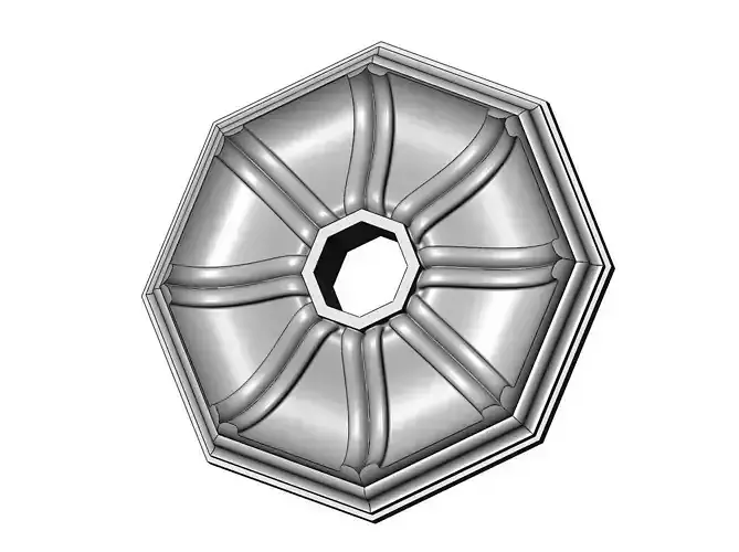 Carved octagonal curved ceiling medallion rosette relief