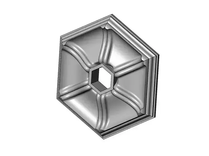 Double dome ribbed hexagonal ceiling medallion rosette relief