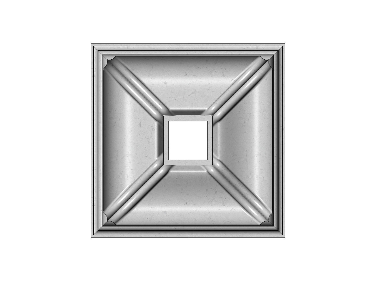 Double dome ribs square ceiling medallion rosette relief 3D print model_8