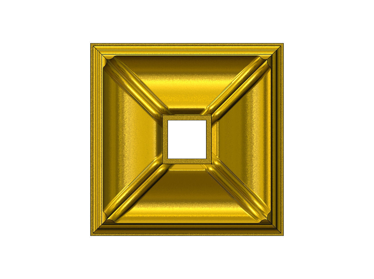 Double dome ribs square ceiling medallion rosette relief 3D print model_14