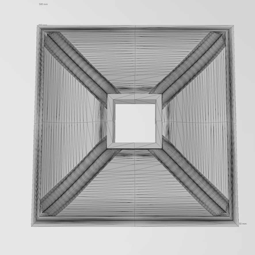 Double dome ribs square ceiling medallion rosette relief 3D print model_16