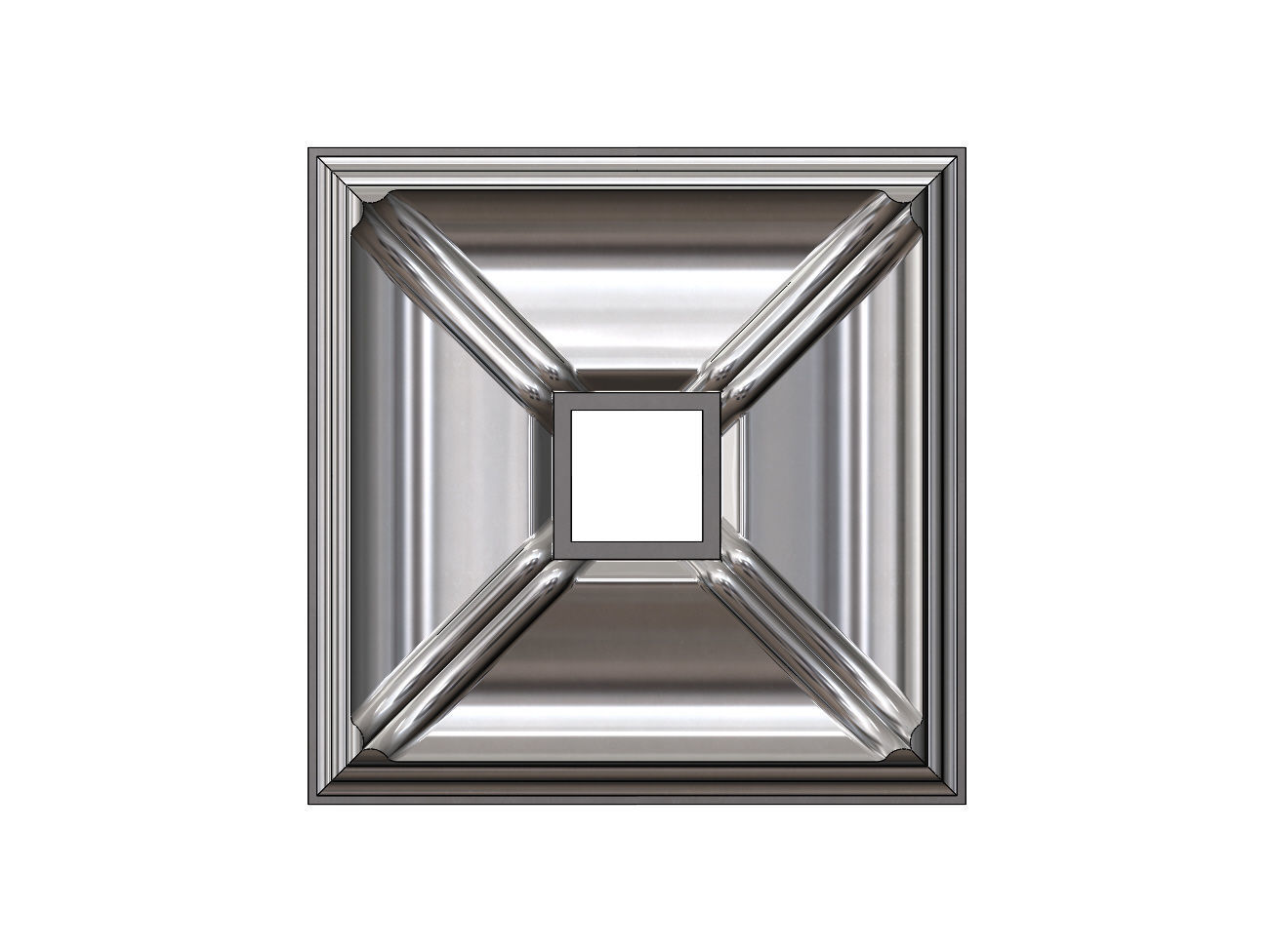 Double dome ribs square ceiling medallion rosette relief 3D print model_12